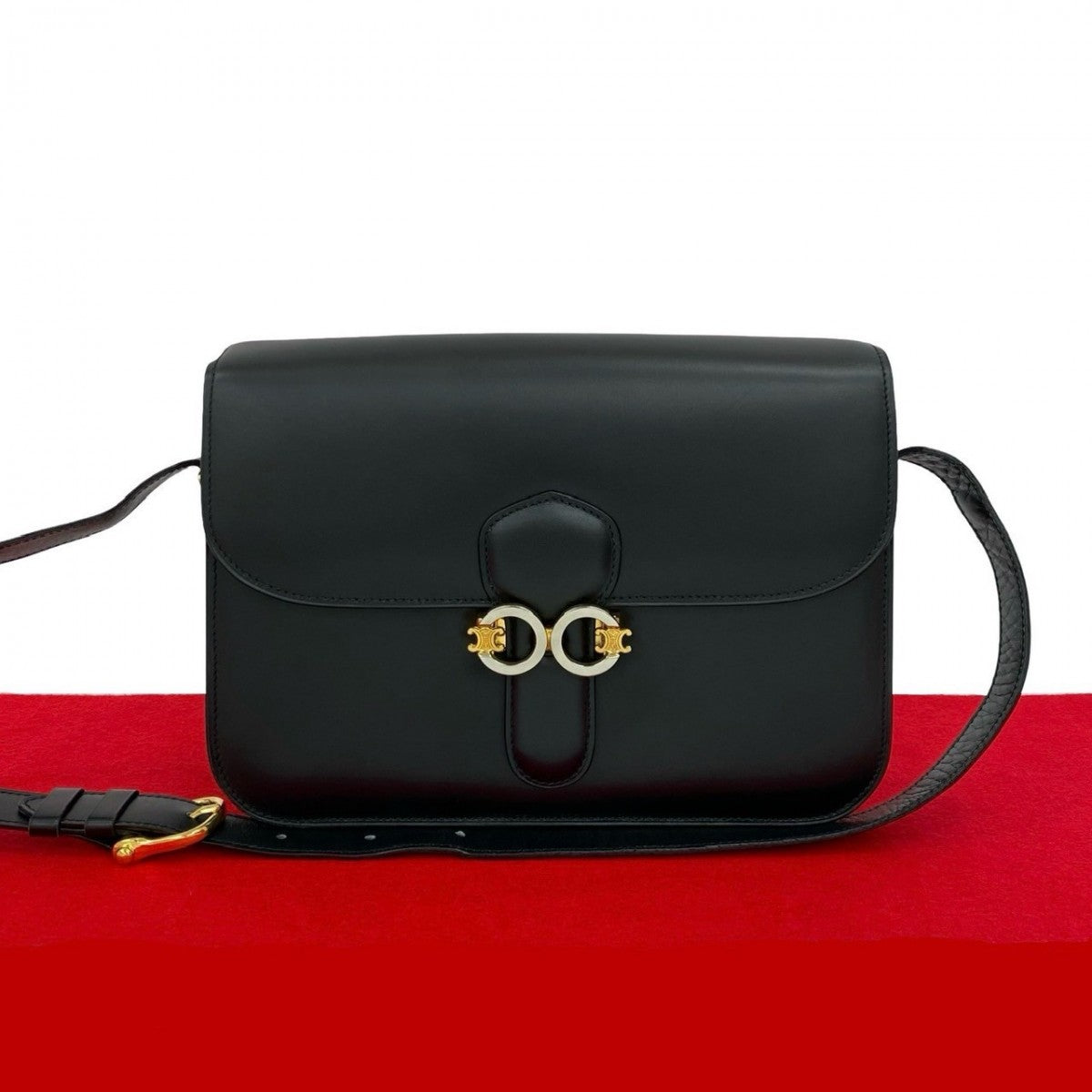 Celine Shoulder Bag Calfskin Black