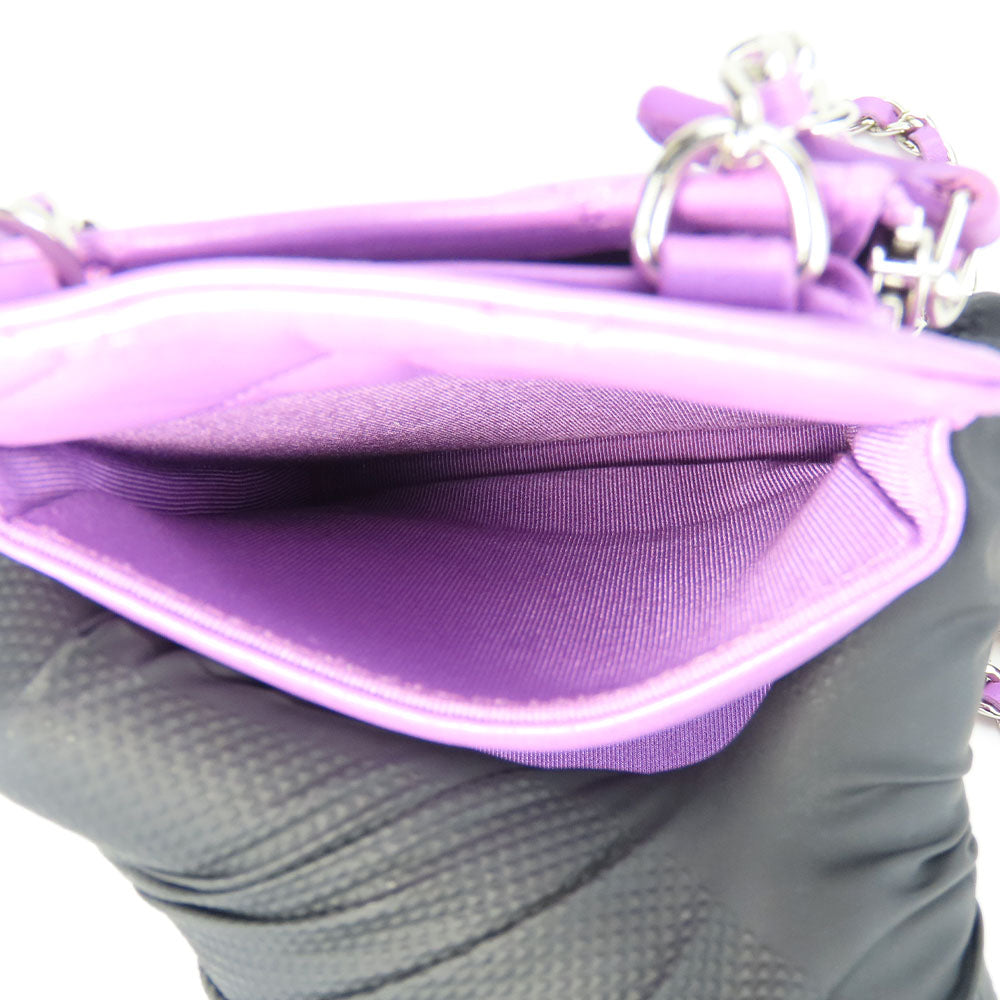 Chanel Shoulder Bag Lambskin Purple Matrasse Women