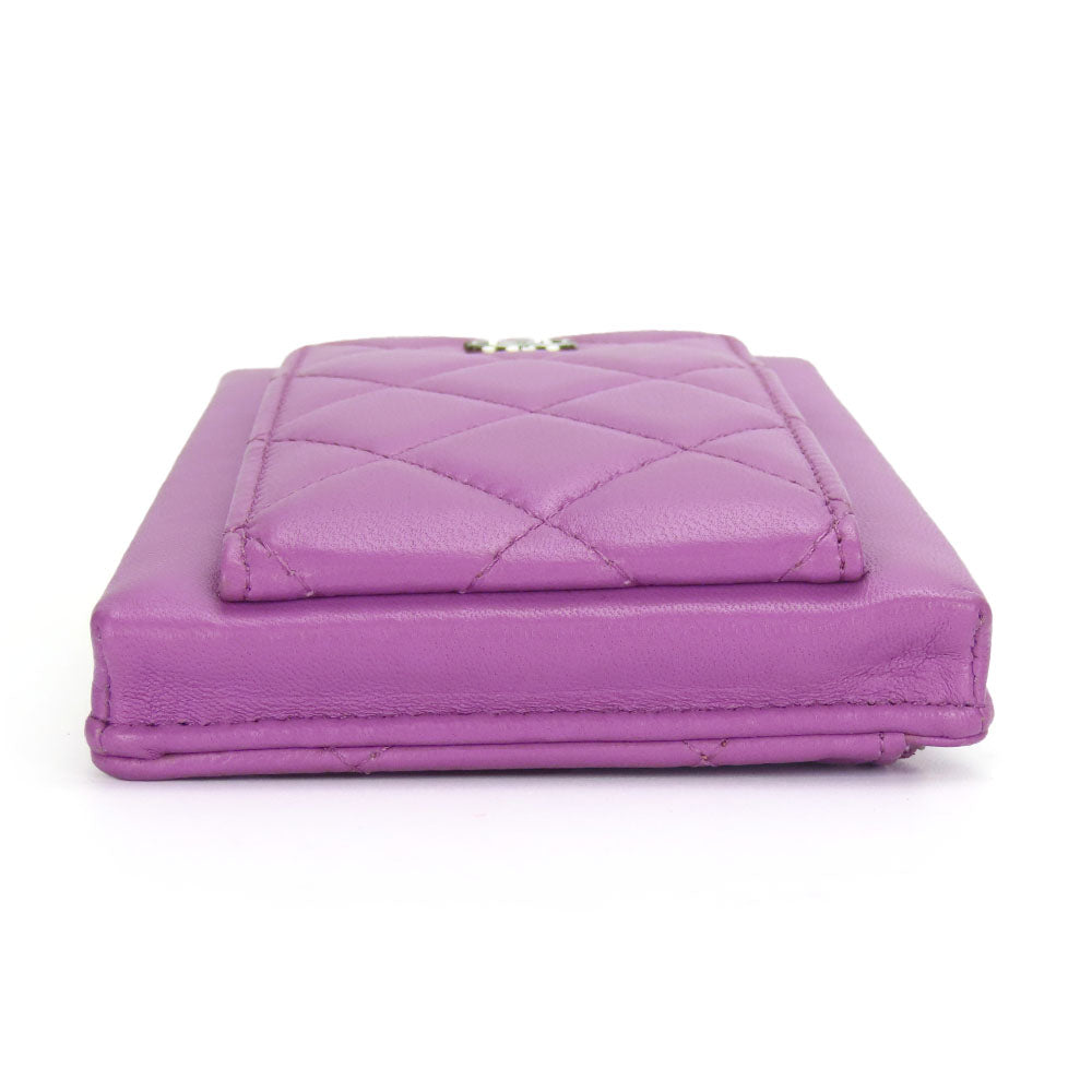 Chanel Shoulder Bag Lambskin Purple Matrasse Women