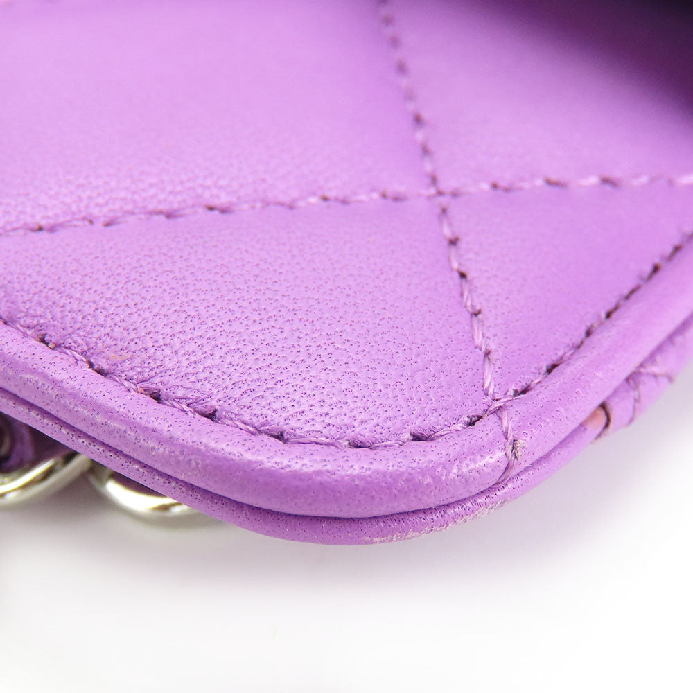 Chanel Shoulder Bag Lambskin Purple Matrasse Women