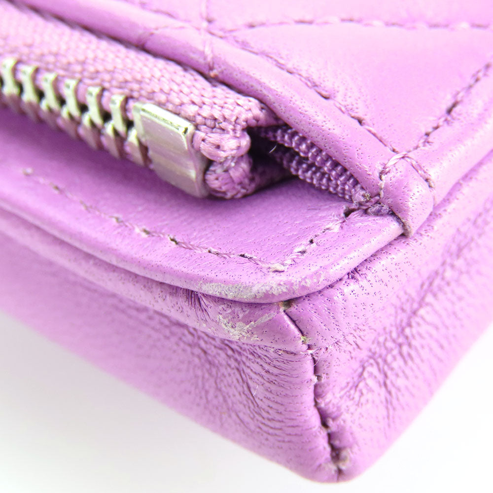 Chanel Shoulder Bag Lambskin Purple Matrasse Women