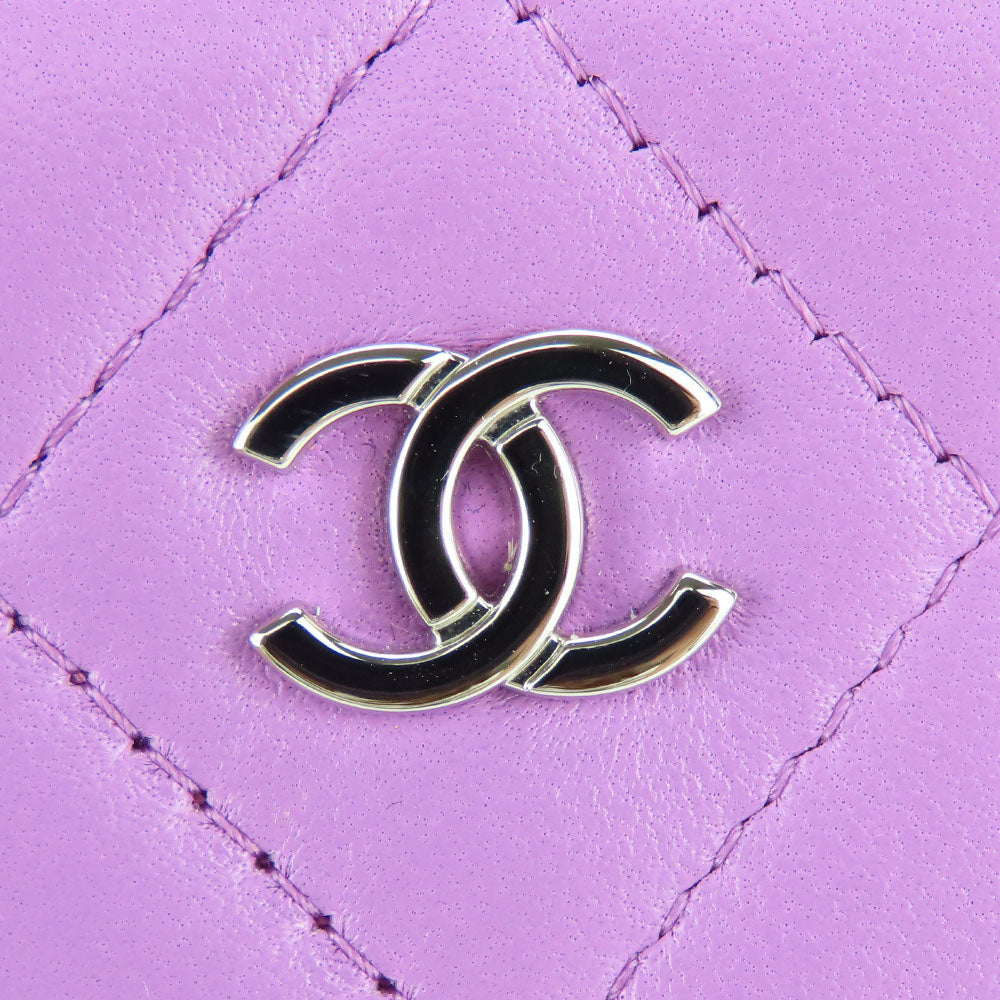 Chanel Shoulder Bag Lambskin Purple Matrasse Women
