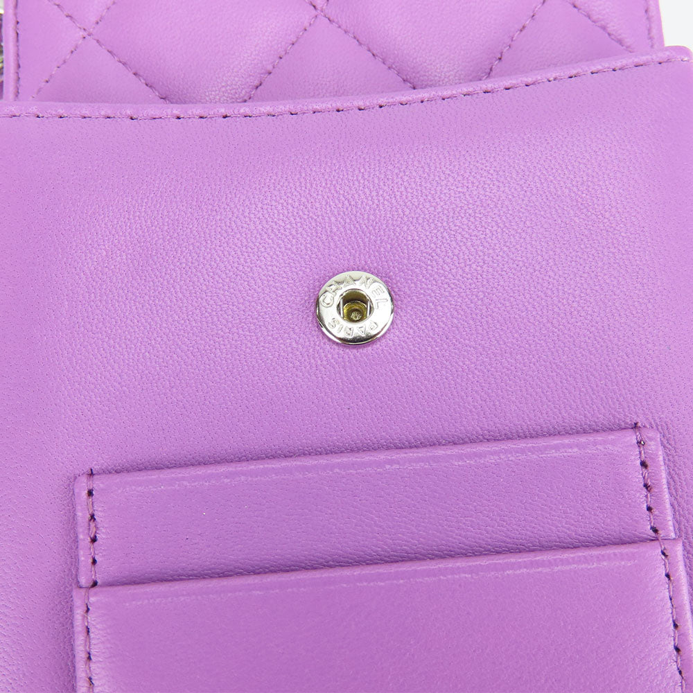 Chanel Shoulder Bag Lambskin Purple Matrasse Women