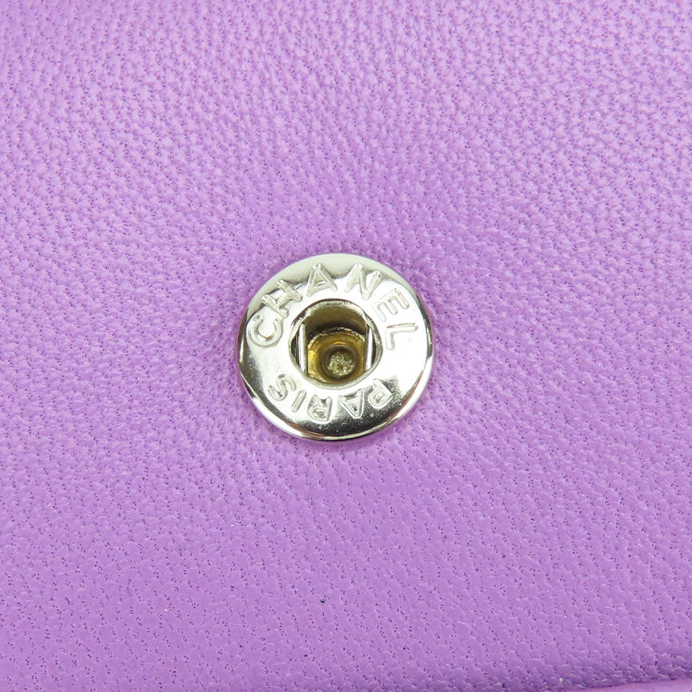 Chanel Shoulder Bag Lambskin Purple Matrasse Women