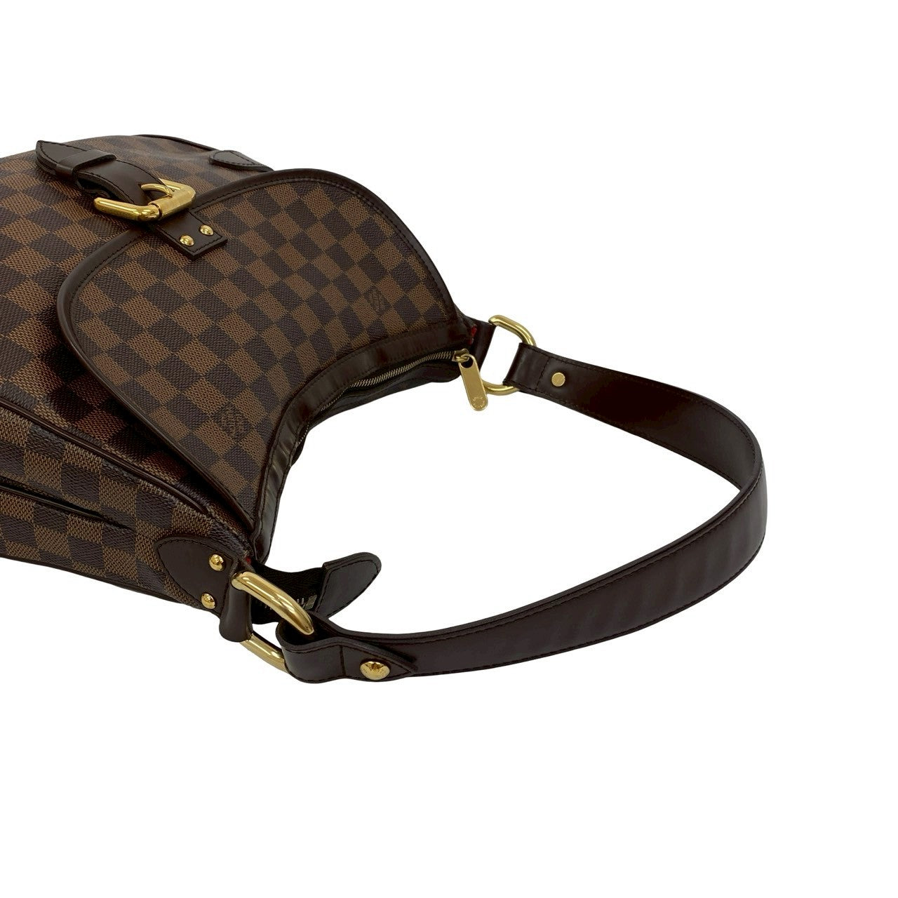 Louis Vuitton Shoulder Bag Leather Brown Damier Ebene Highbury
