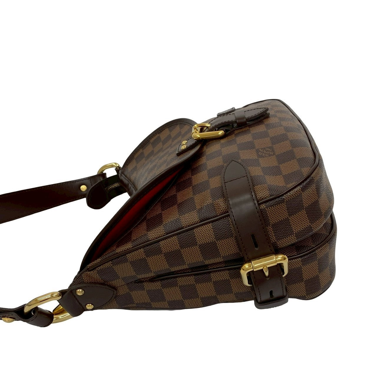 Louis Vuitton Shoulder Bag Leather Brown Damier Ebene Highbury