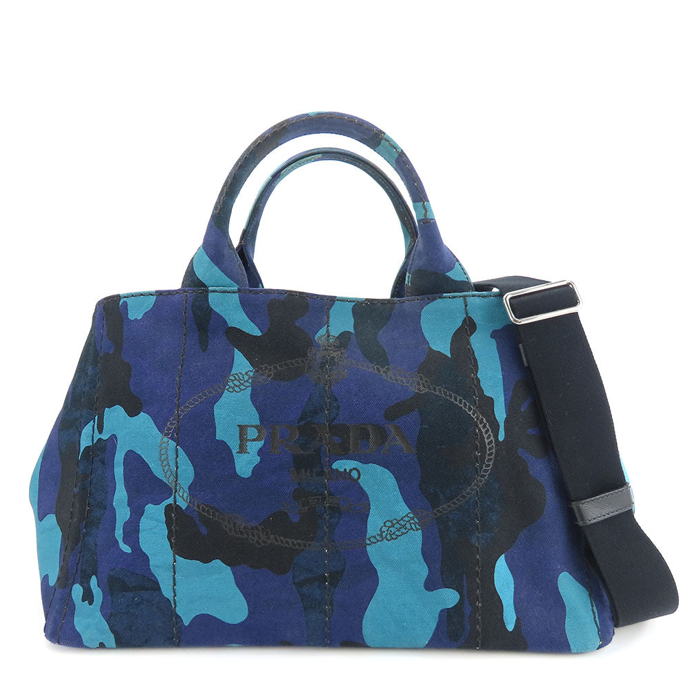 Prada Handbag B2642B Canvas Blue Type Canapa Women