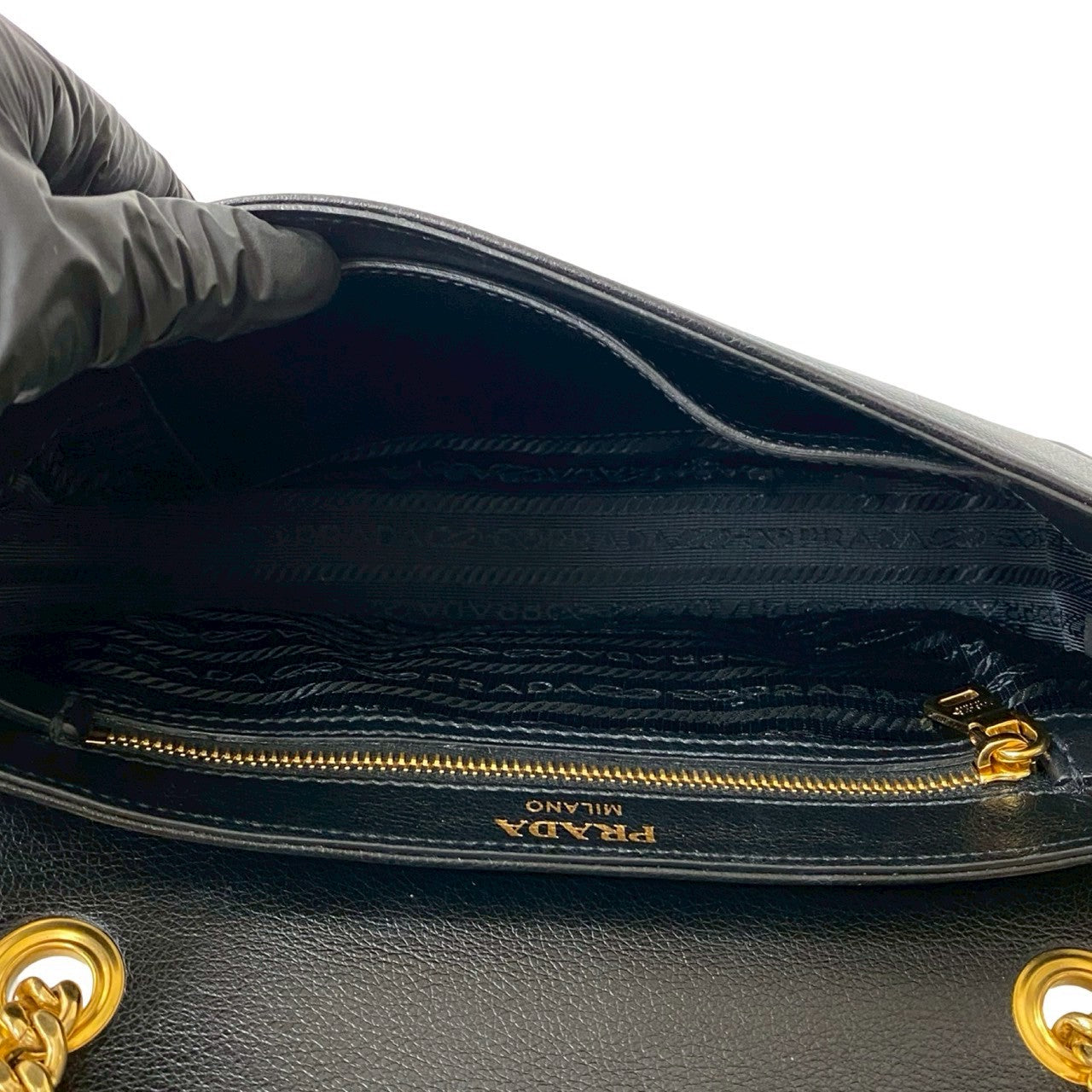 Prada Shoulder Bag Leather Black