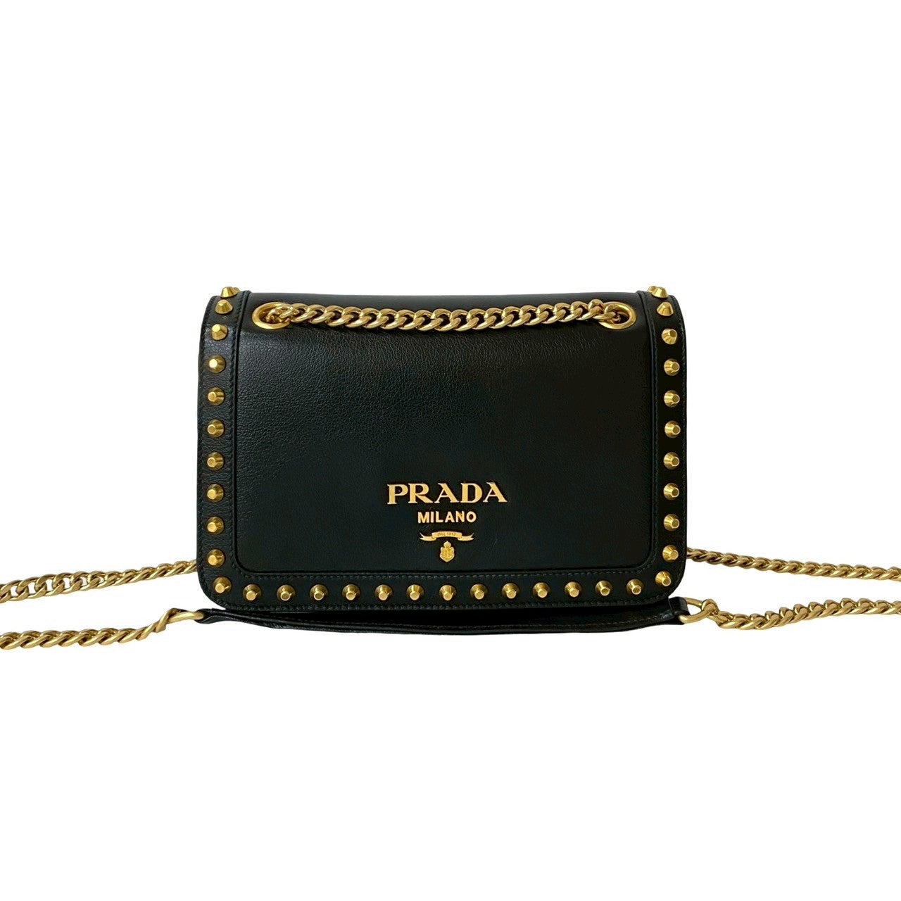 Prada Shoulder Bag Leather Black