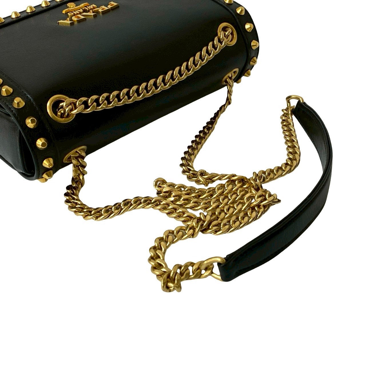 Prada Shoulder Bag Leather Black