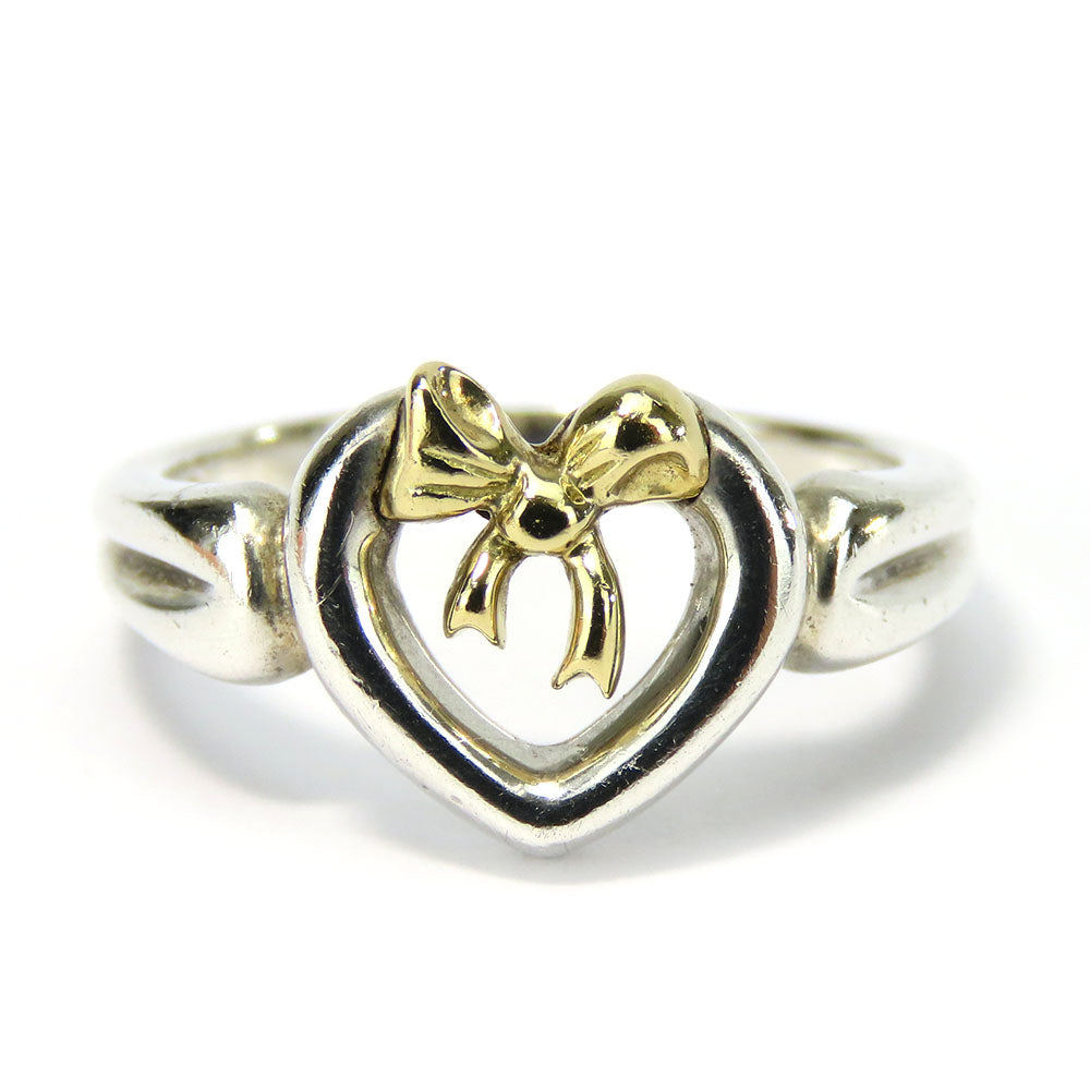 Tiffany&Co. Ring Silver925, K18 Yellow Gold Silver Heart Ribbon Women