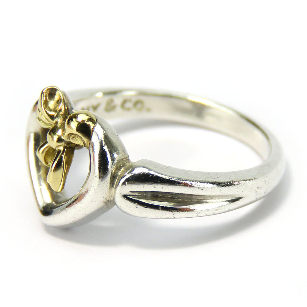 Tiffany&Co. Ring Silver925, K18 Yellow Gold Silver Heart Ribbon Women