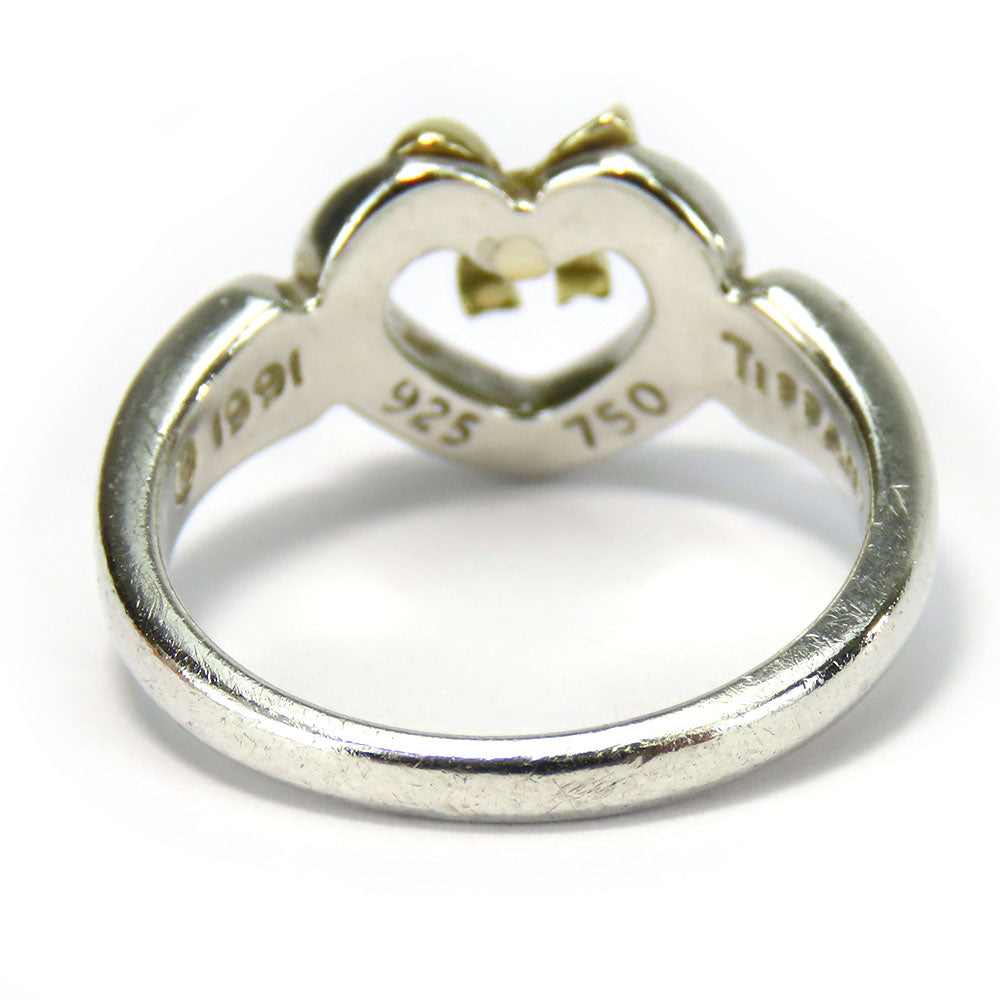 Tiffany&Co. Ring Silver925, K18 Yellow Gold Silver Heart Ribbon Women