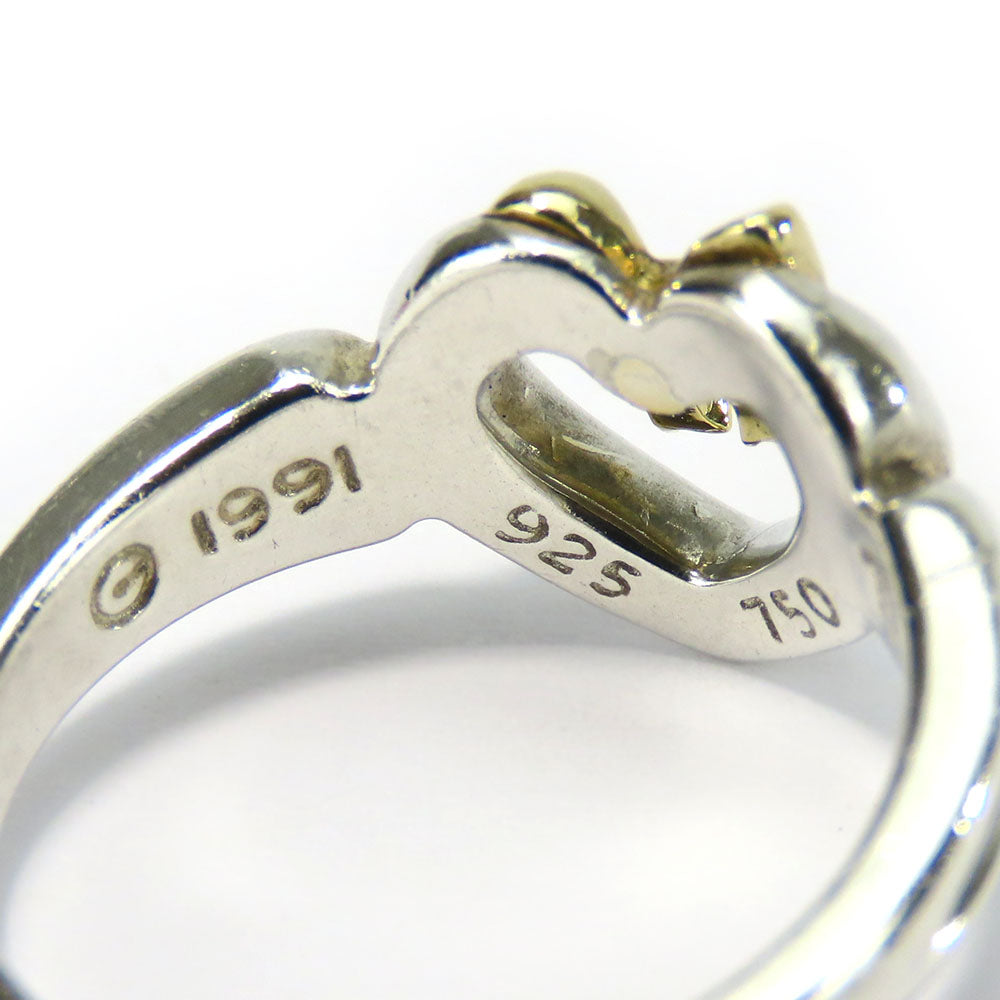 Tiffany&Co. Ring Silver925, K18 Yellow Gold Silver Heart Ribbon Women