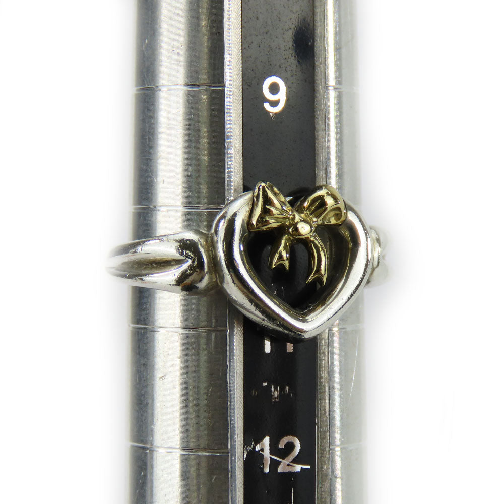 Tiffany&Co. Ring Silver925, K18 Yellow Gold Silver Heart Ribbon Women