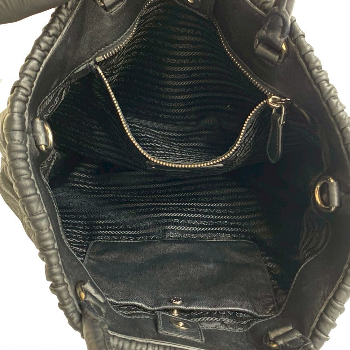 Prada Shoulder Bag Leather Black