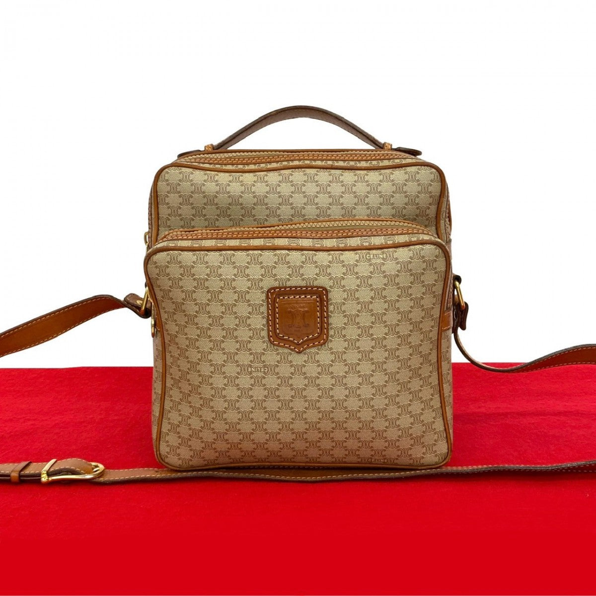 Celine Shoulder Bag Leather Beige