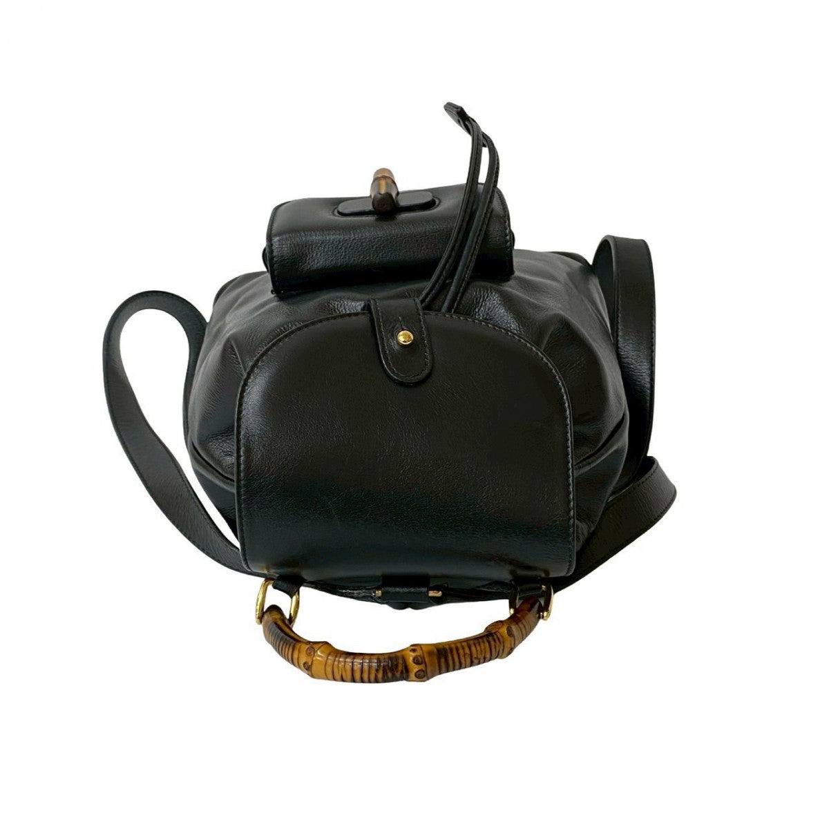 Gucci Backpack Leather Black Bamboo