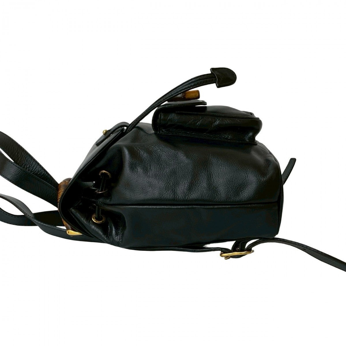 Gucci Backpack Leather Black Bamboo