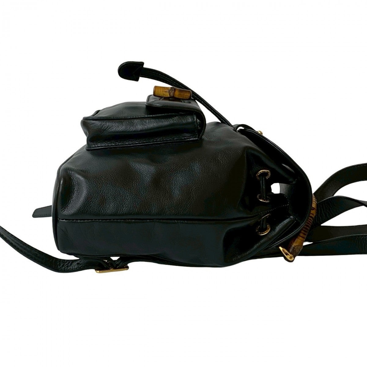 Gucci Backpack Leather Black Bamboo