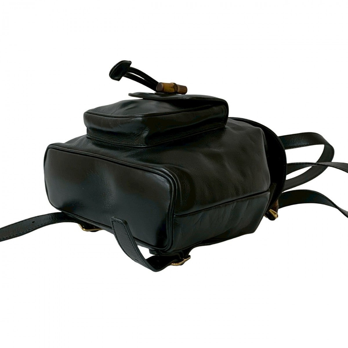 Gucci Backpack Leather Black Bamboo