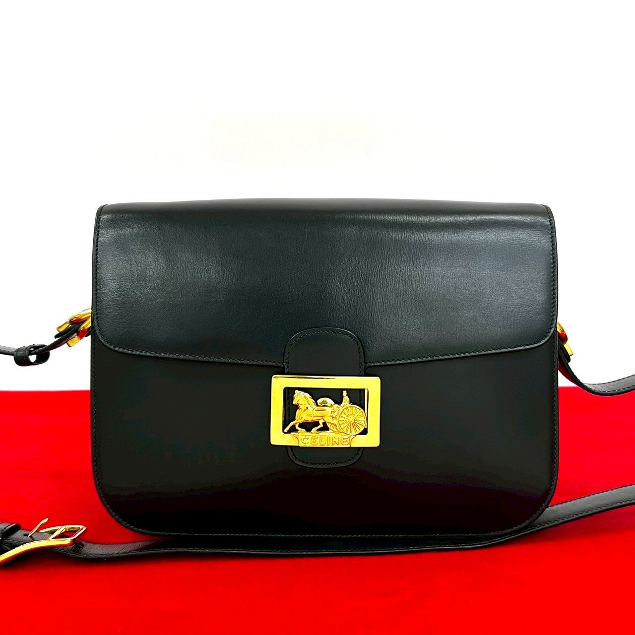 Celine Shoulder Bag Leather Black
