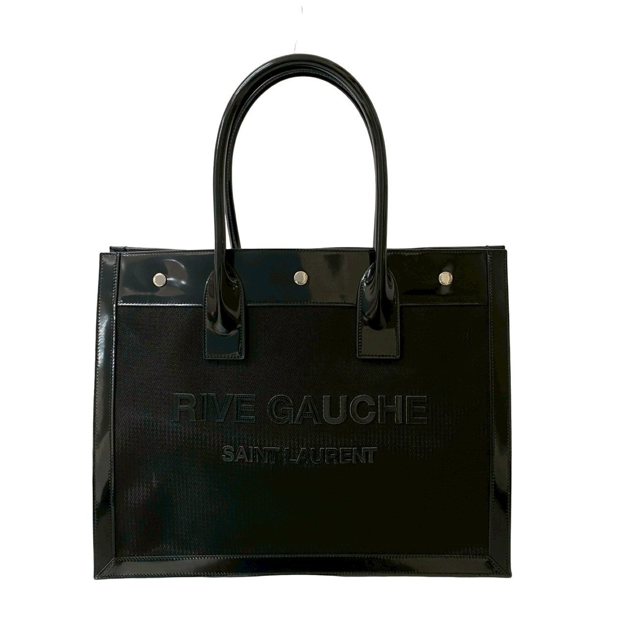 Yves Saint Laurent Tote Bag Patent Leather Black Rive Gauche Tote Bag