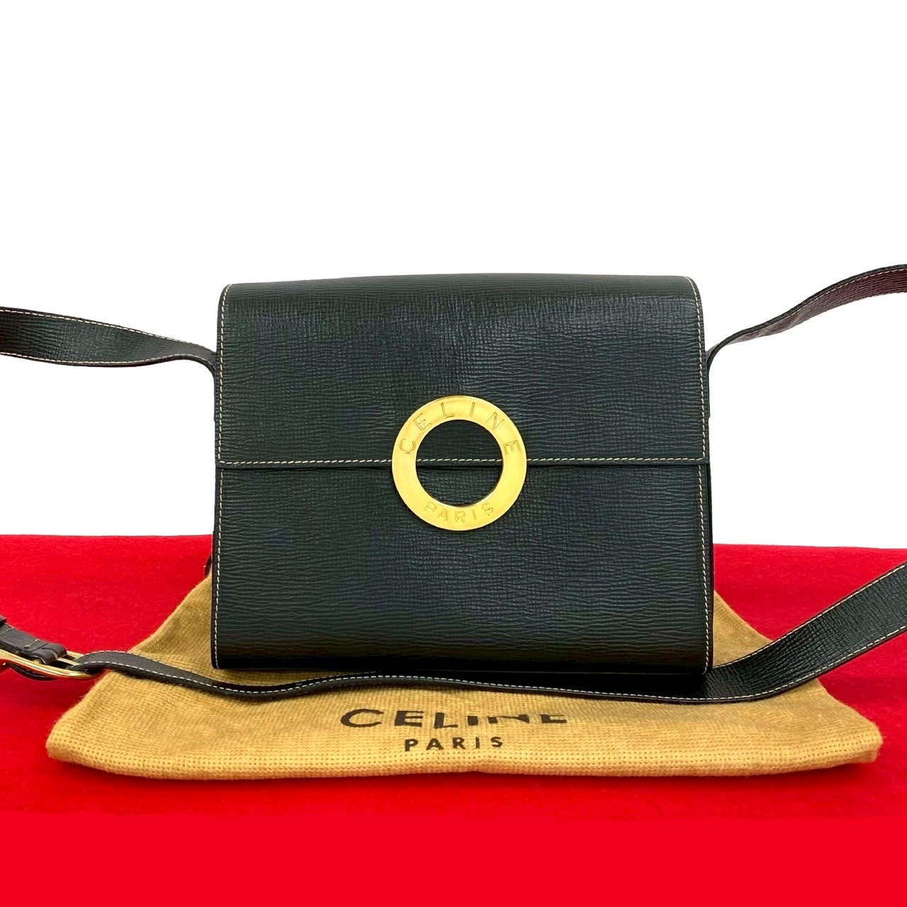 Celine Shoulder Bag Leather Black