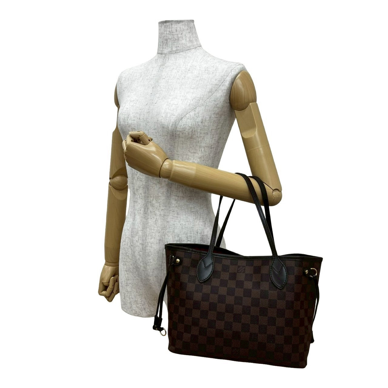 Louis Vuitton Tote Bag Leather Brown Damier Never Full Pm