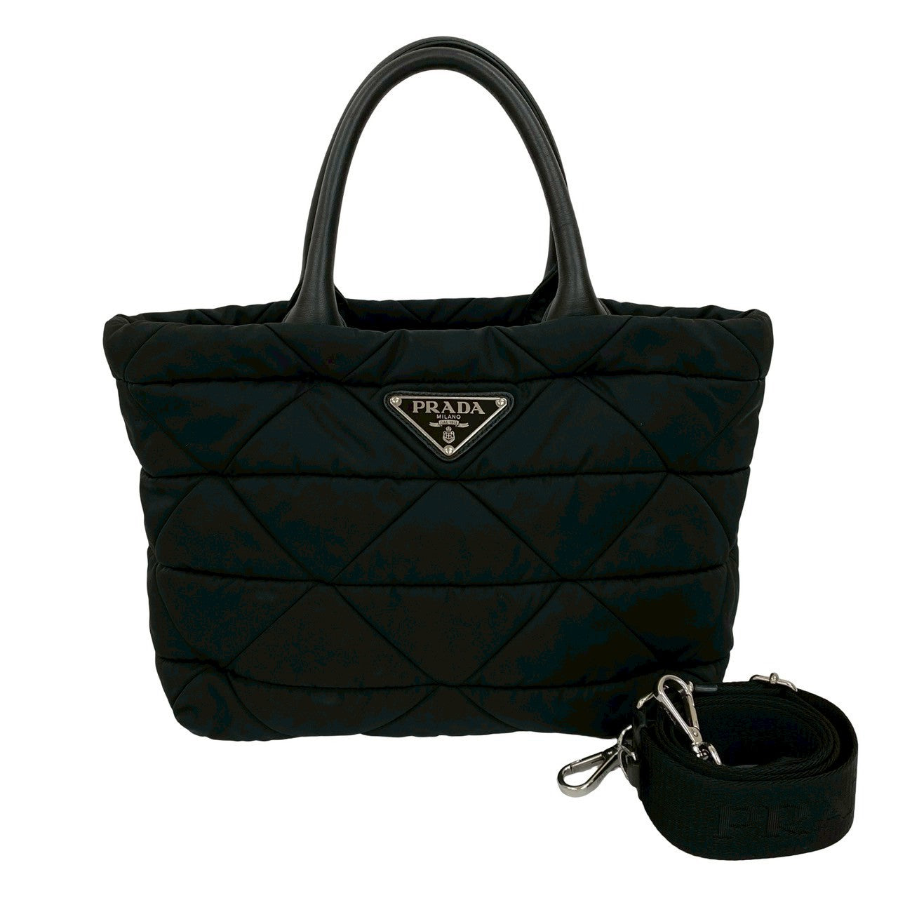 Prada Shoulder Bag Nylon Black Re-Nylon Small Padded Tote