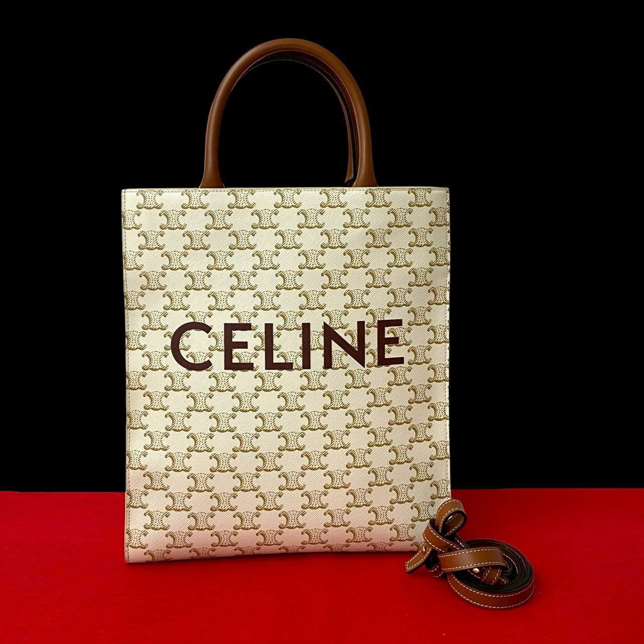Celine Shoulder Bag Leather White Bar Tikal Kaba Small