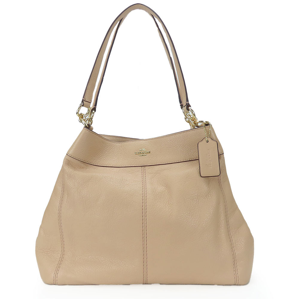 Coach Tote Bag F57545 Leather Beige Women
