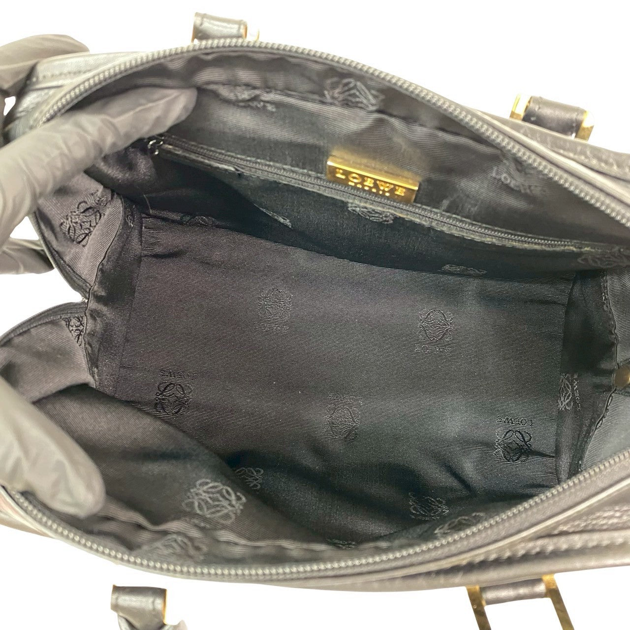 Loewe Handbag Leather Black Amazona 28