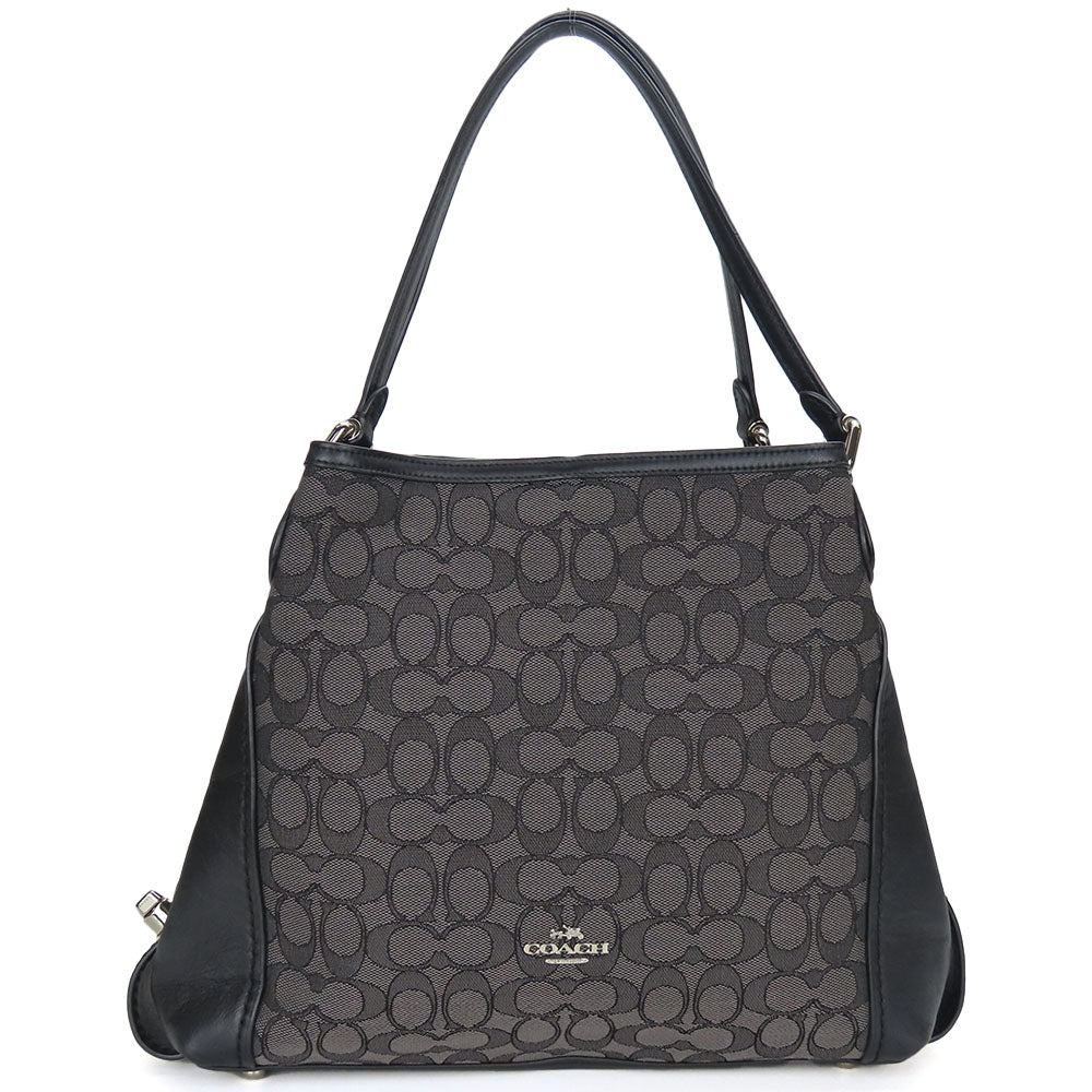 Coach Handbag 57933 Canvas, Leather Black Women