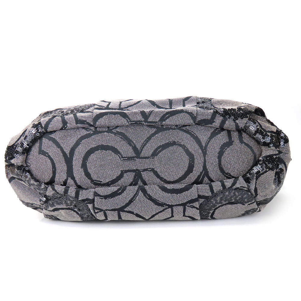 Coach Handbag 15940 Canvas, Leather, Sequins Black Op Art Madison Women