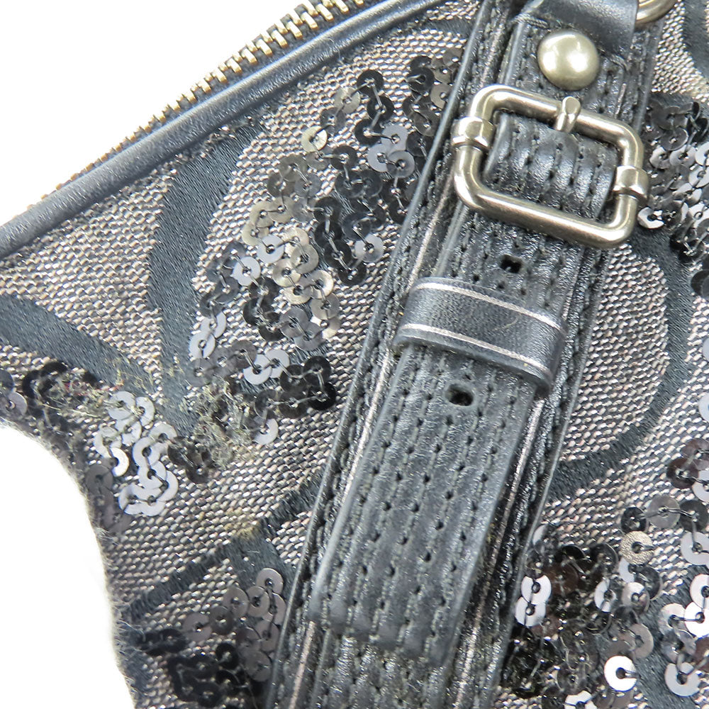 Coach Handbag 15940 Canvas, Leather, Sequins Black Op Art Madison Women