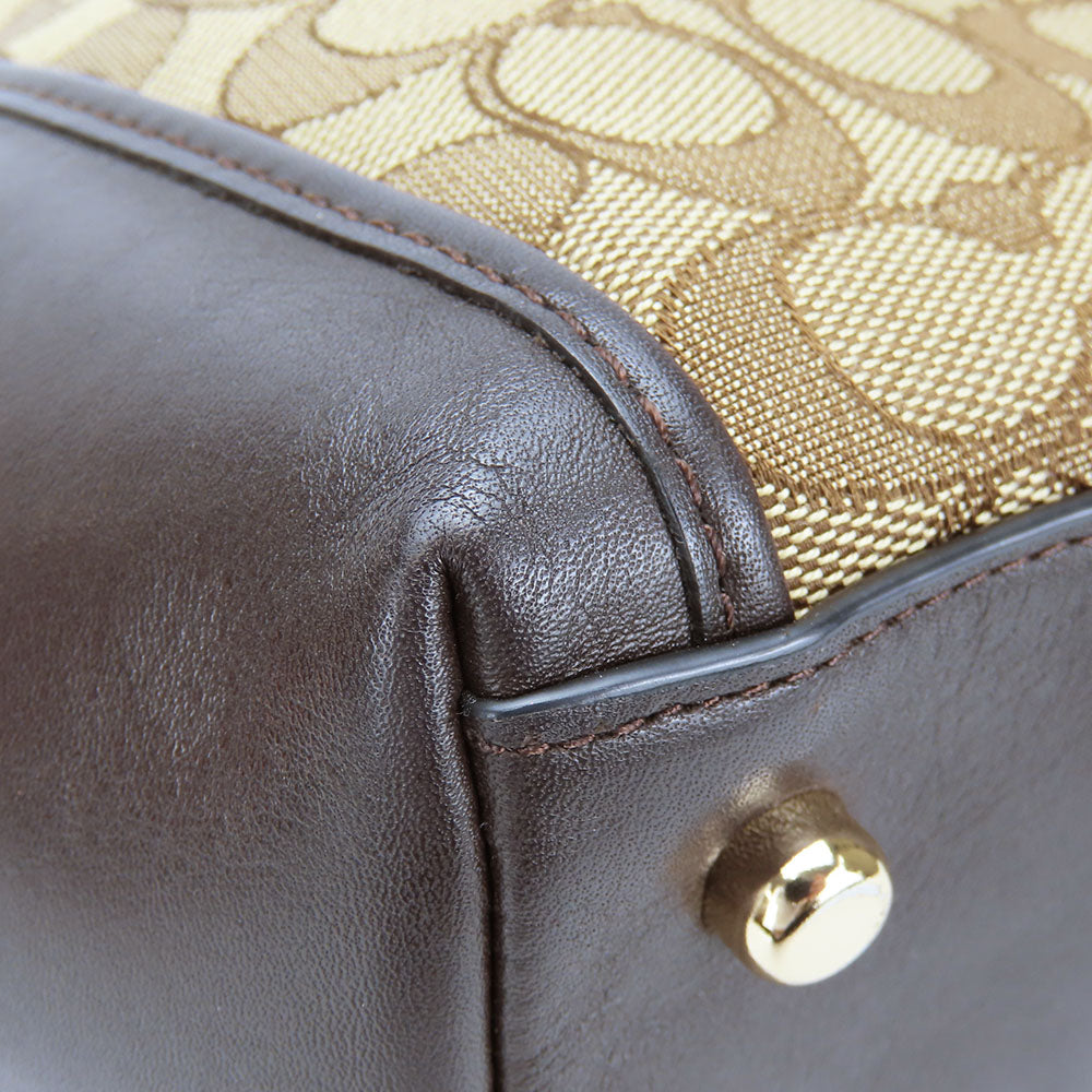 Coach Tote Bag 36466 Canvas, Leather Brown Signature Women