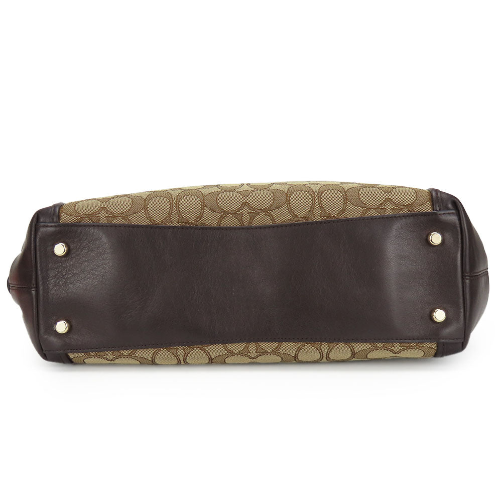 Coach Tote Bag 36466 Canvas, Leather Brown Signature Women