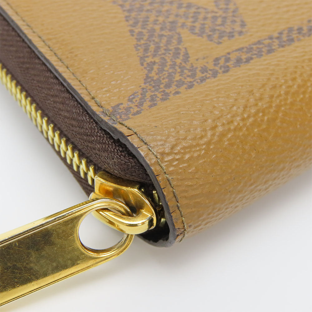 Louis Vuitton Long Wallet Purse M69353 Monogram Reverse Brown Zippy Wallet Unisex(Unisex)