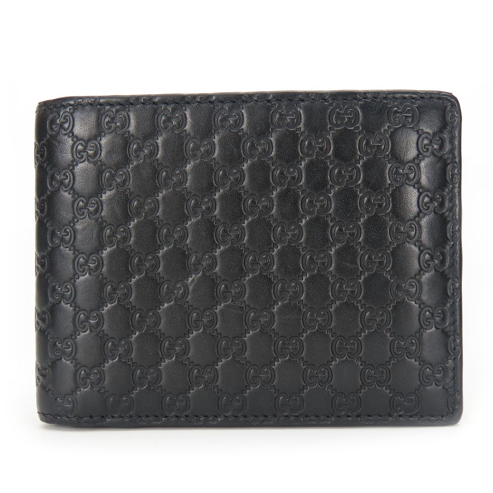 Gucci Bifold Wallet 333042 Sima Leather Black Micro Gg Mens