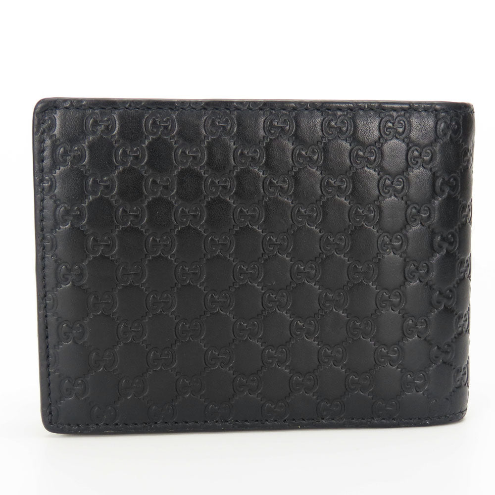 Gucci Bifold Wallet 333042 Sima Leather Black Micro Gg Mens