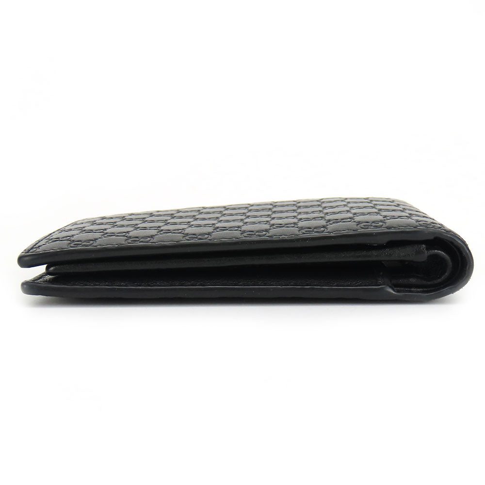Gucci Bifold Wallet 333042 Sima Leather Black Micro Gg Mens