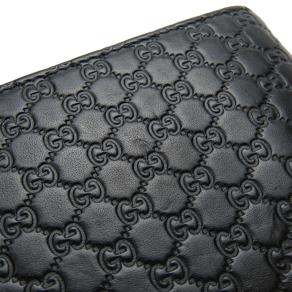 Gucci Bifold Wallet 333042 Sima Leather Black Micro Gg Mens