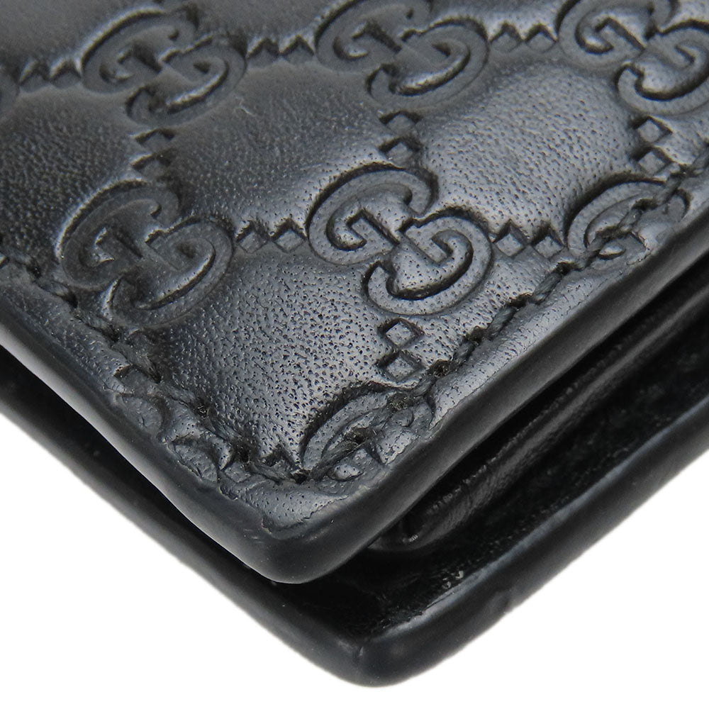 Gucci Bifold Wallet 333042 Sima Leather Black Micro Gg Mens