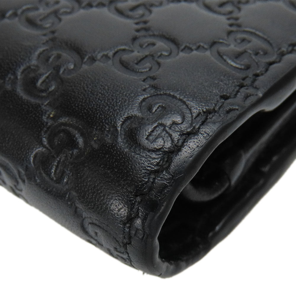 Gucci Bifold Wallet 333042 Sima Leather Black Micro Gg Mens