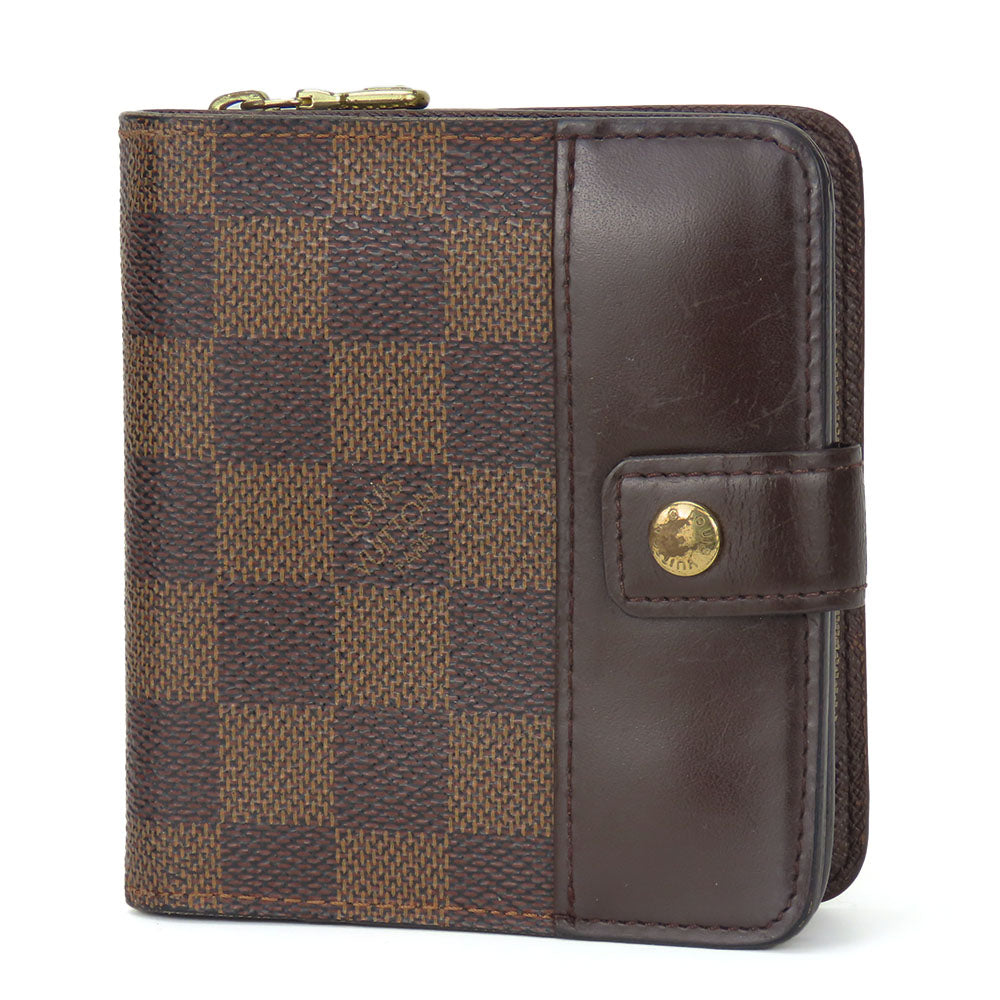 Louis Vuitton Bifold Wallet N61668 Damier Brown Compact Zip Women