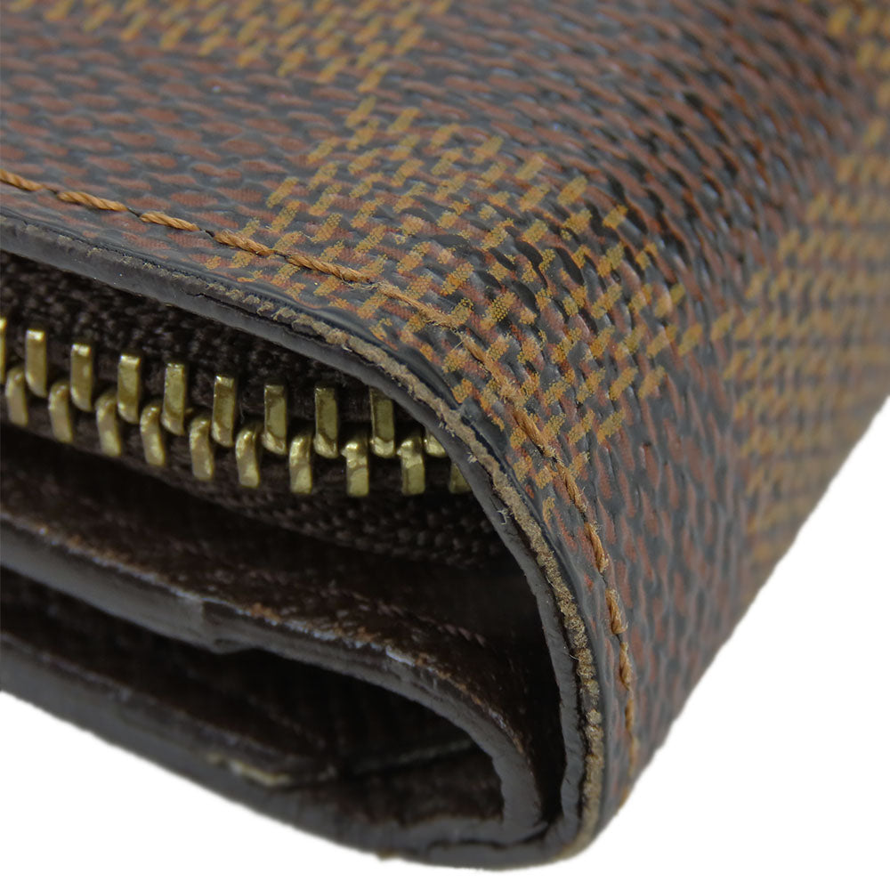 Louis Vuitton Bifold Wallet N61668 Damier Brown Compact Zip Women