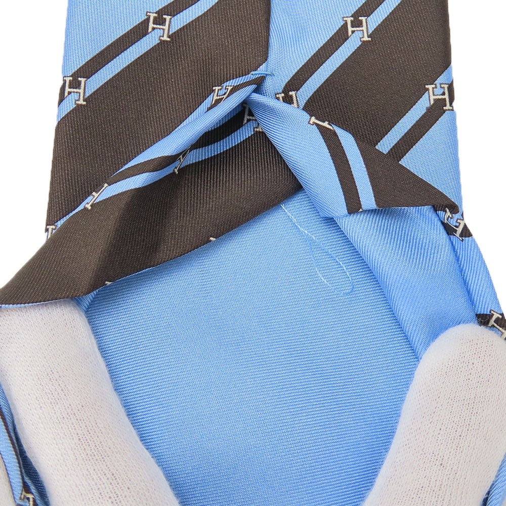 Hermes Tie Silk Blue Type Mens