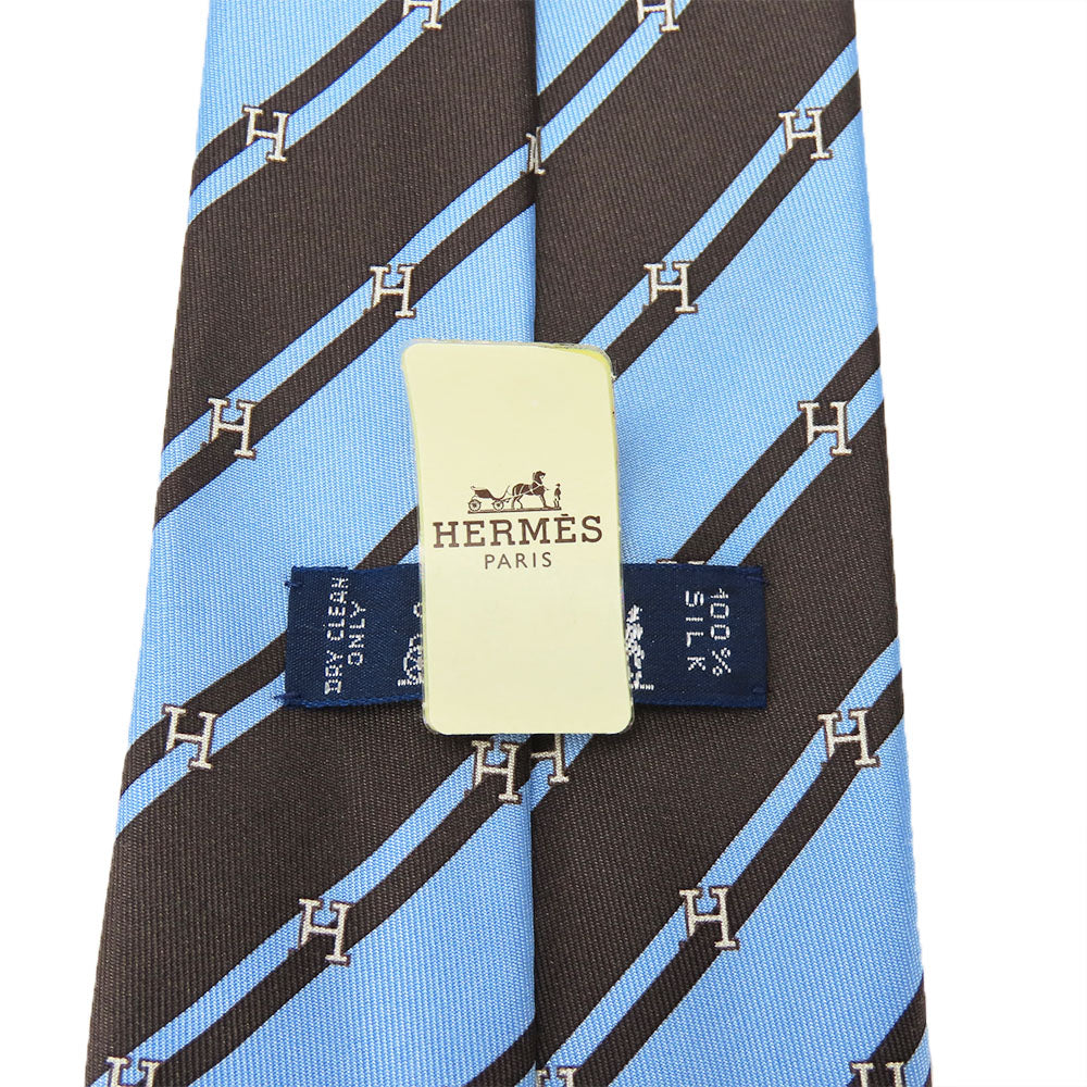 Hermes Tie Silk Blue Type Mens