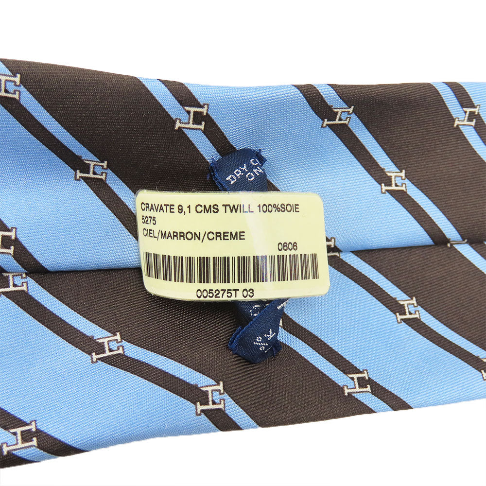Hermes Tie Silk Blue Type Mens